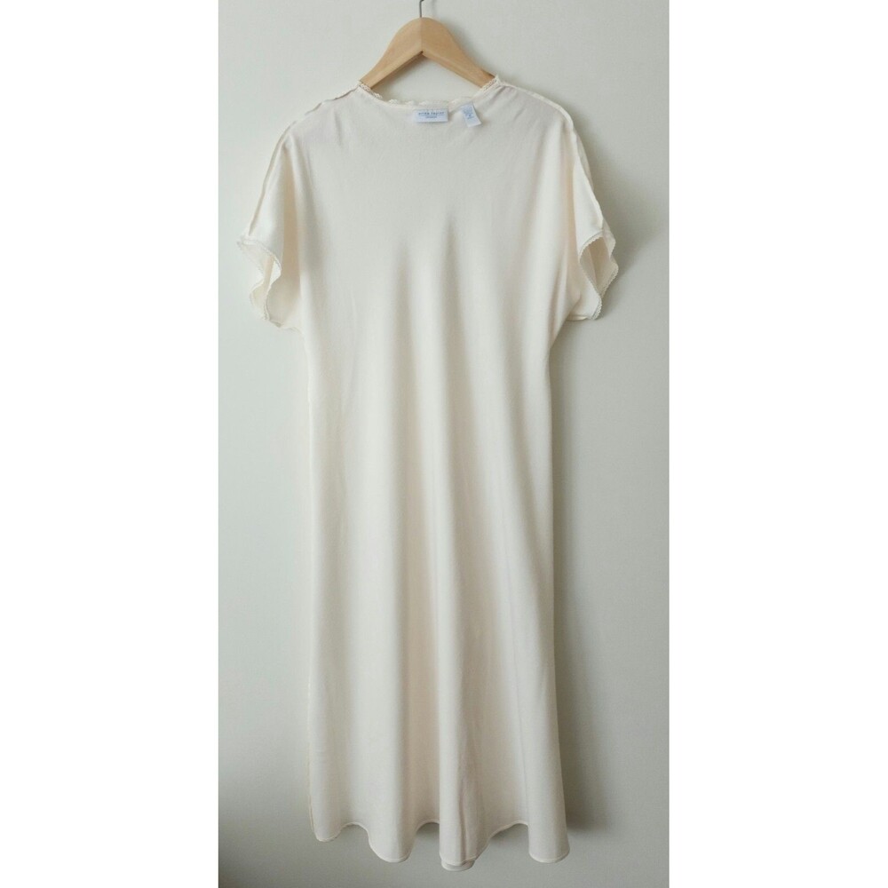 Erika Taylor Womens Embroidered Long Nightgown Ivory Kimono V-Neck Size M - Picture 6 of 10